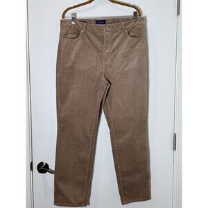 Talbots High-Waist Straight-Leg Corduroy Pants Tan Beige Cotton 14P Petite‎